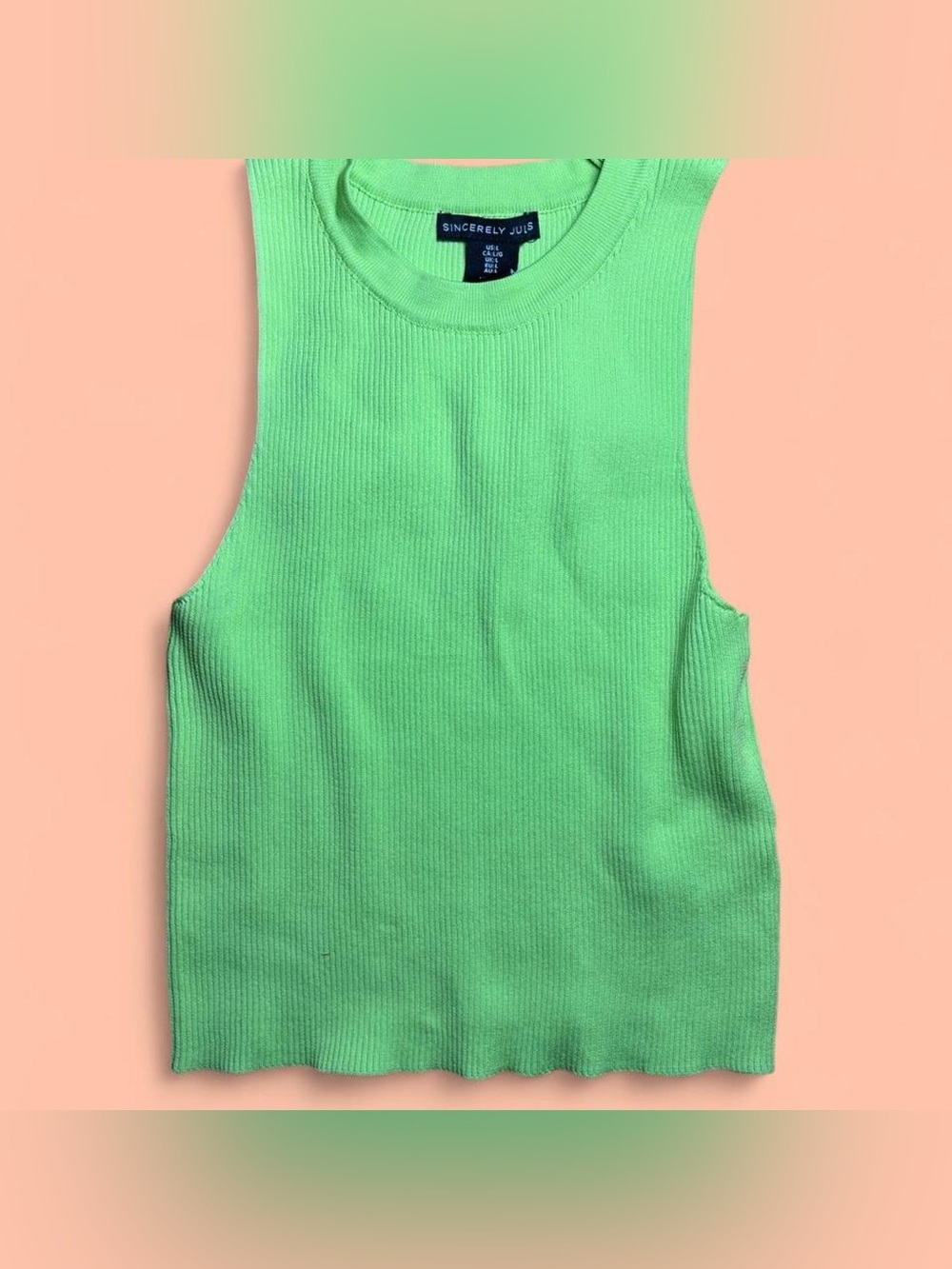 Sincerly Jules Ribbed Tank Top in Bright Green